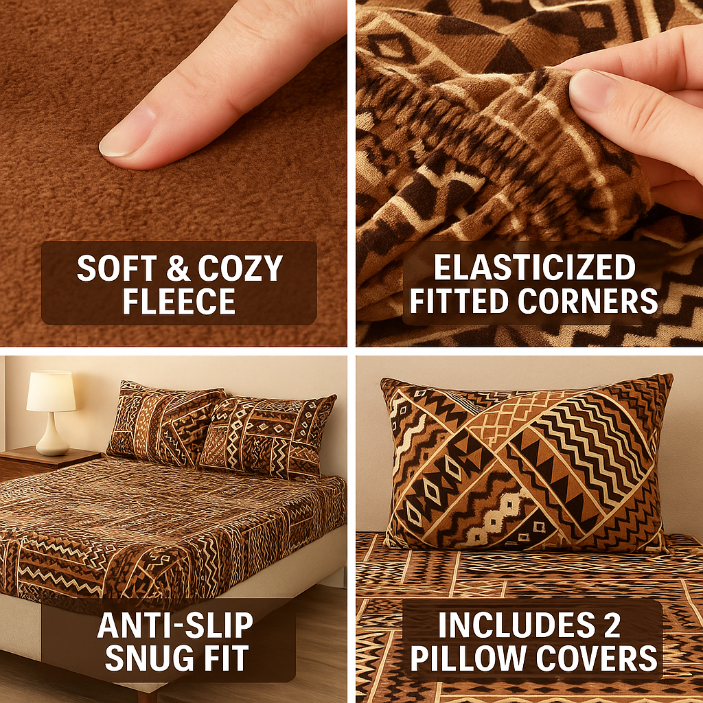 Woolen Double 320 TC Bedsheet - Brown