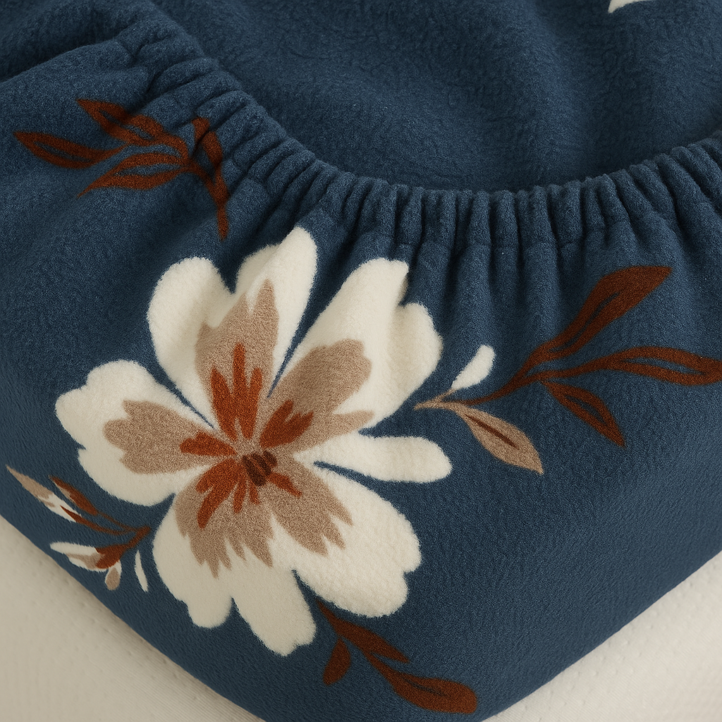 Woolen Double 320 TC Floral Bedsheet - Blue