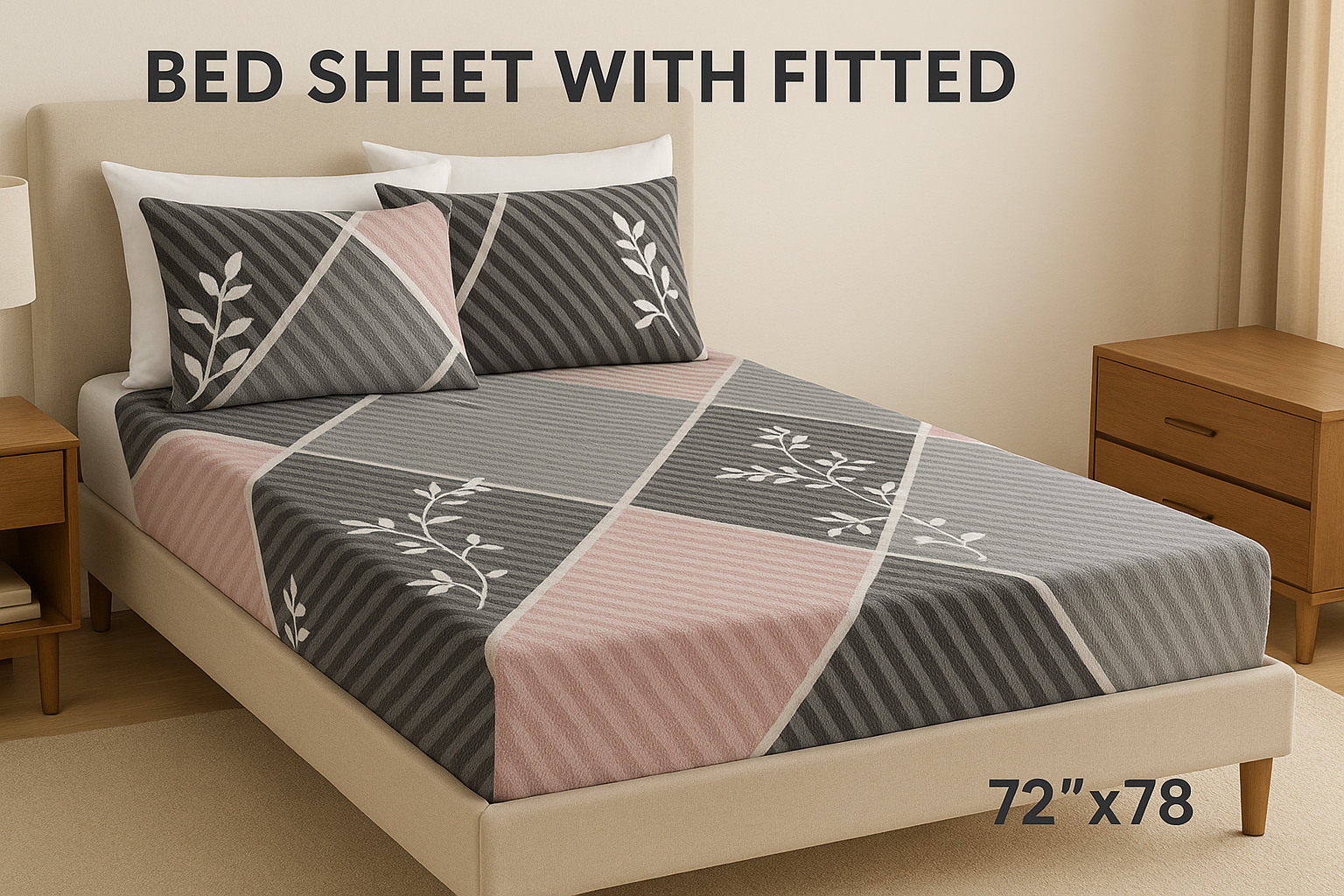 Woolen Double 320 TC Bedsheet - Mist Grey