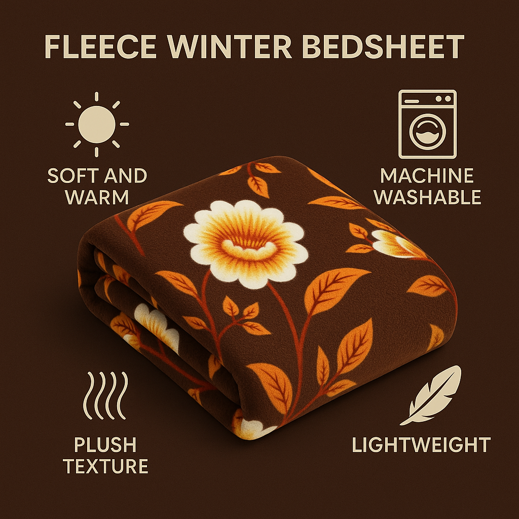Woolen Double 320 TC Floral Bedsheet - Multicolor