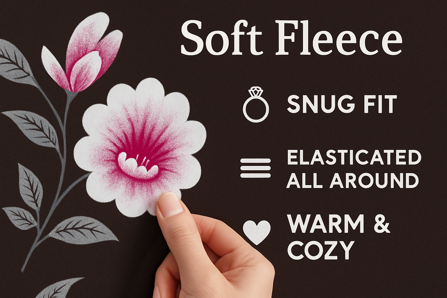 Woolen Double 320 TC Floral Bedsheet - Chocolate