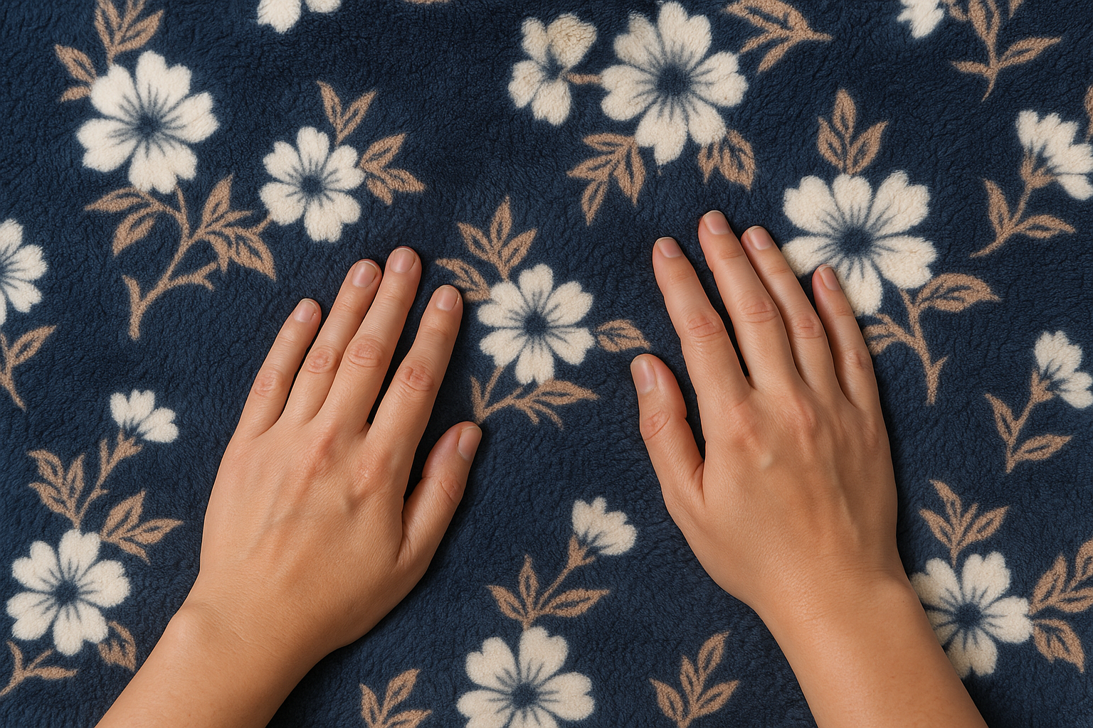 Woolen Double 320 TC Floral Bedsheet - Dark Blue