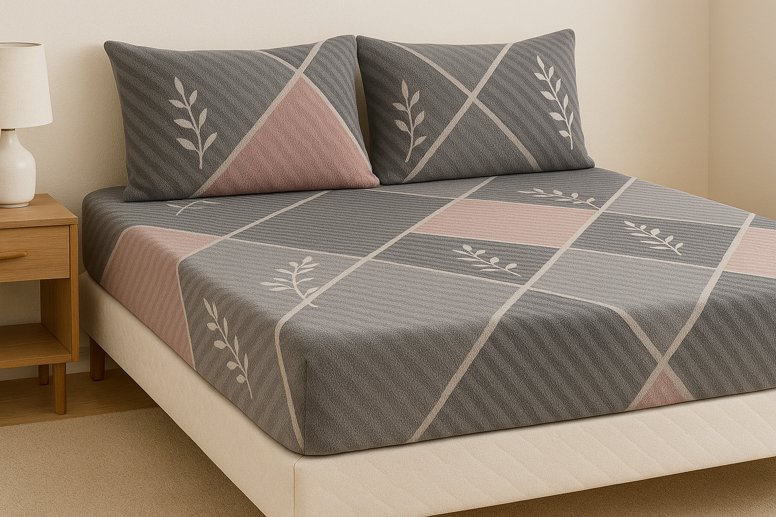 Woolen Double 320 TC Bedsheet - Mist Grey