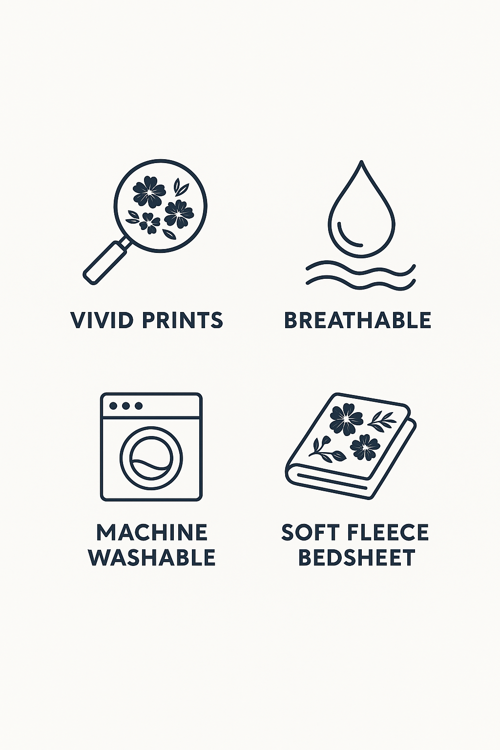 Woolen Double 320 TC Floral Bedsheet - Dark Blue