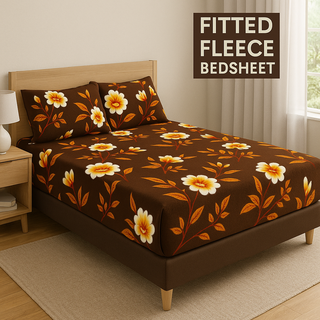 Woolen Double 320 TC Floral Bedsheet - Multicolor