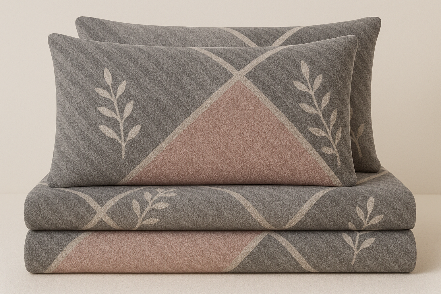 Woolen Double 320 TC Bedsheet - Mist Grey