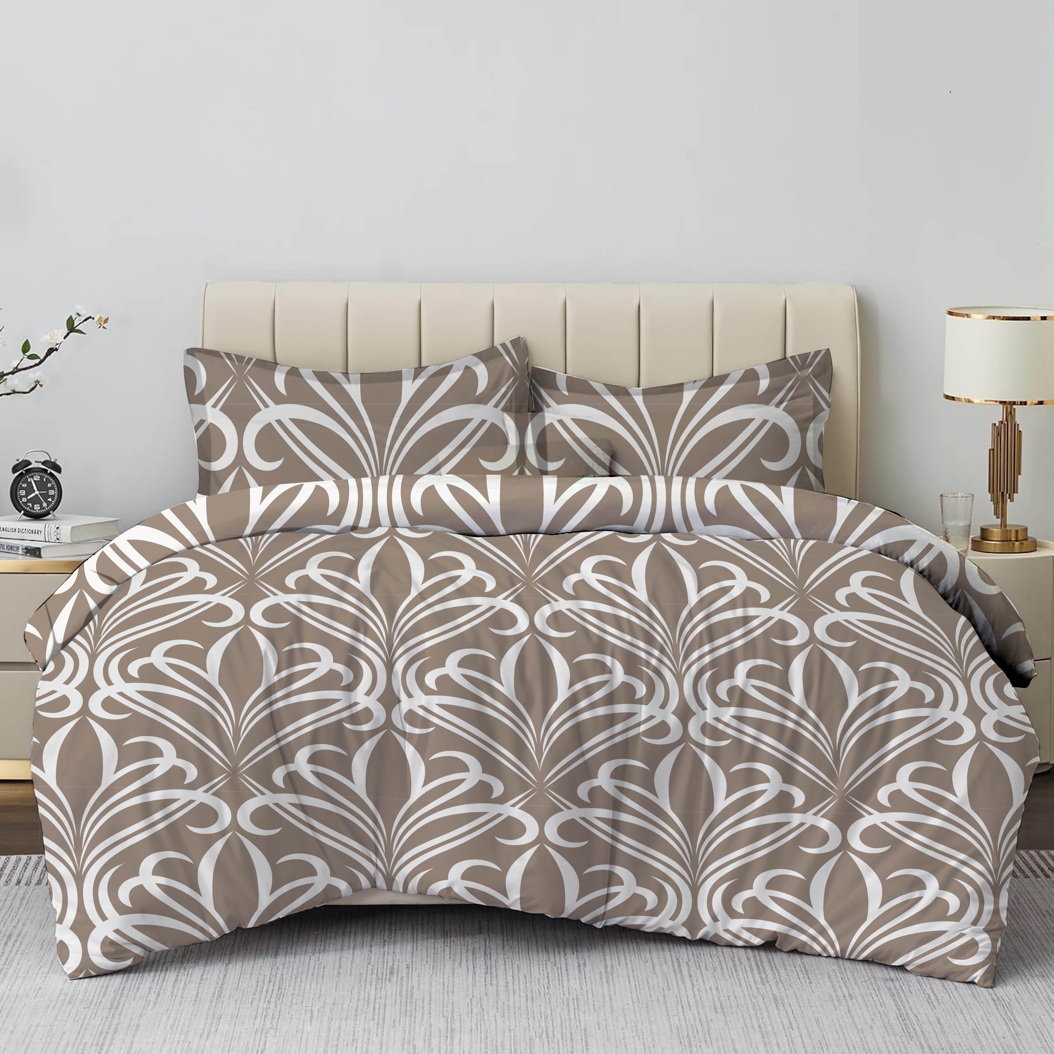 Brown Mist Vintage Vines Double Bedsheet Set