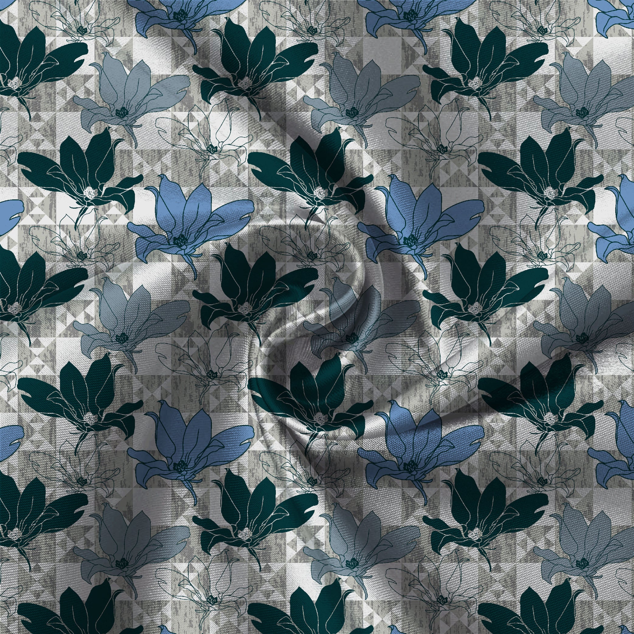 Blue Floral Double Bedsheet Set