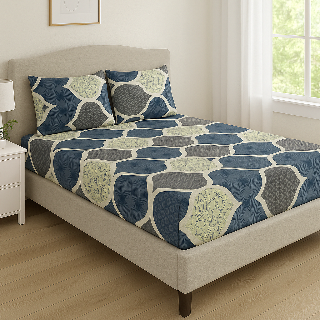 Woolen Double 320 TC Abstract Bedsheet