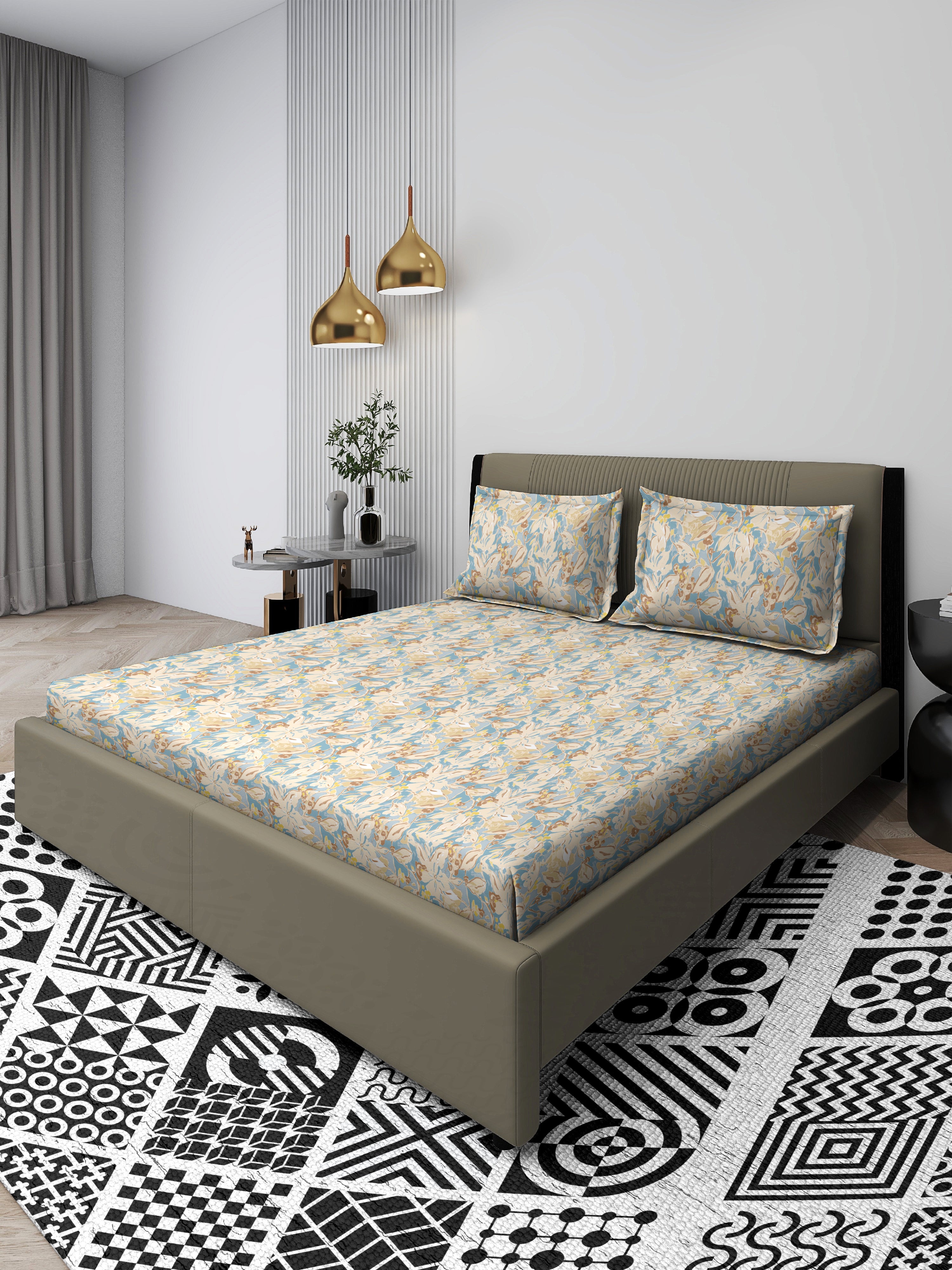 Olive Mist Royal Chevron Queen Bedsheet Set - Super-Soft