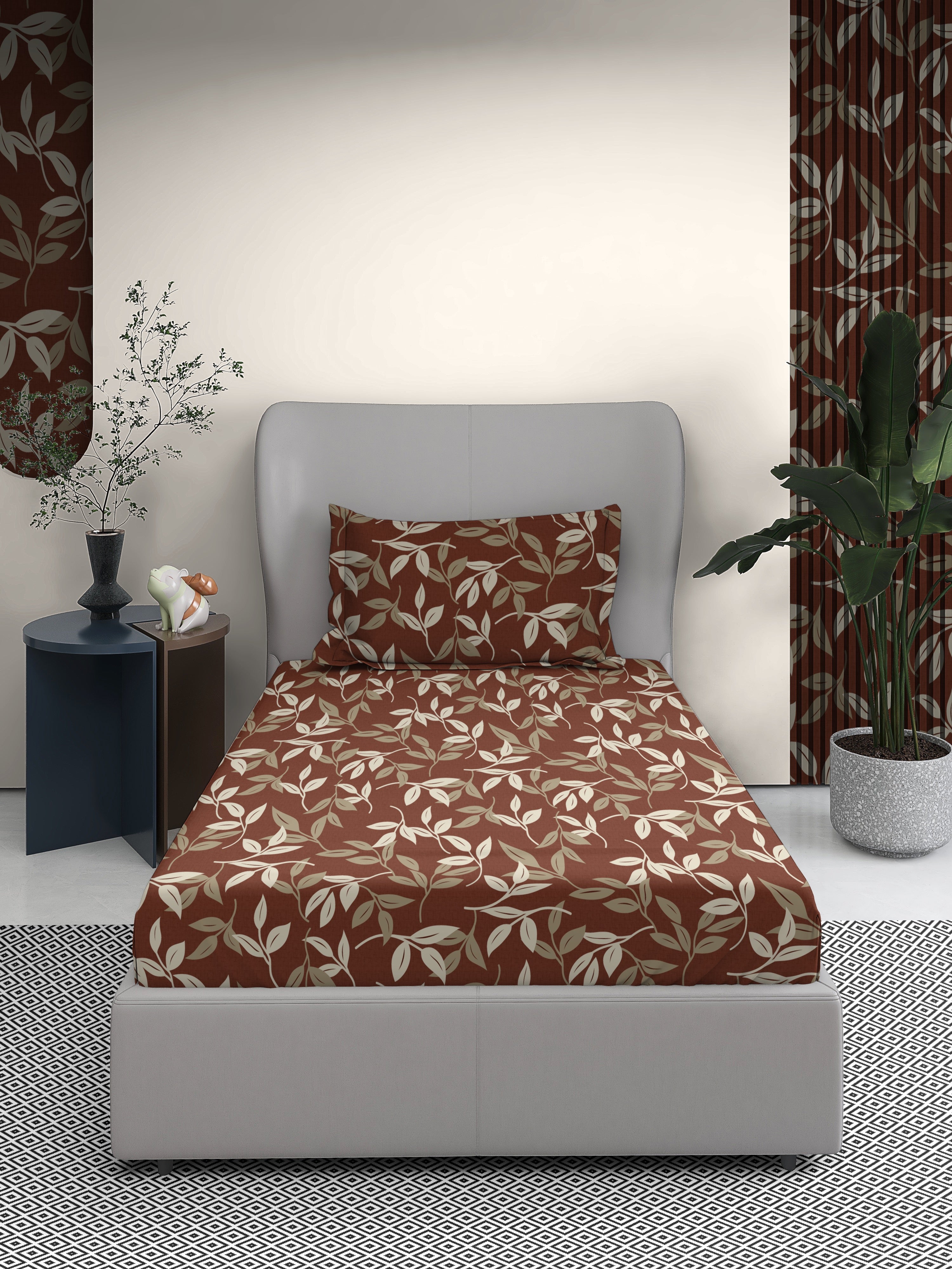 Flowy Cotton Single Bed Sheet with Matching Pillow Cover