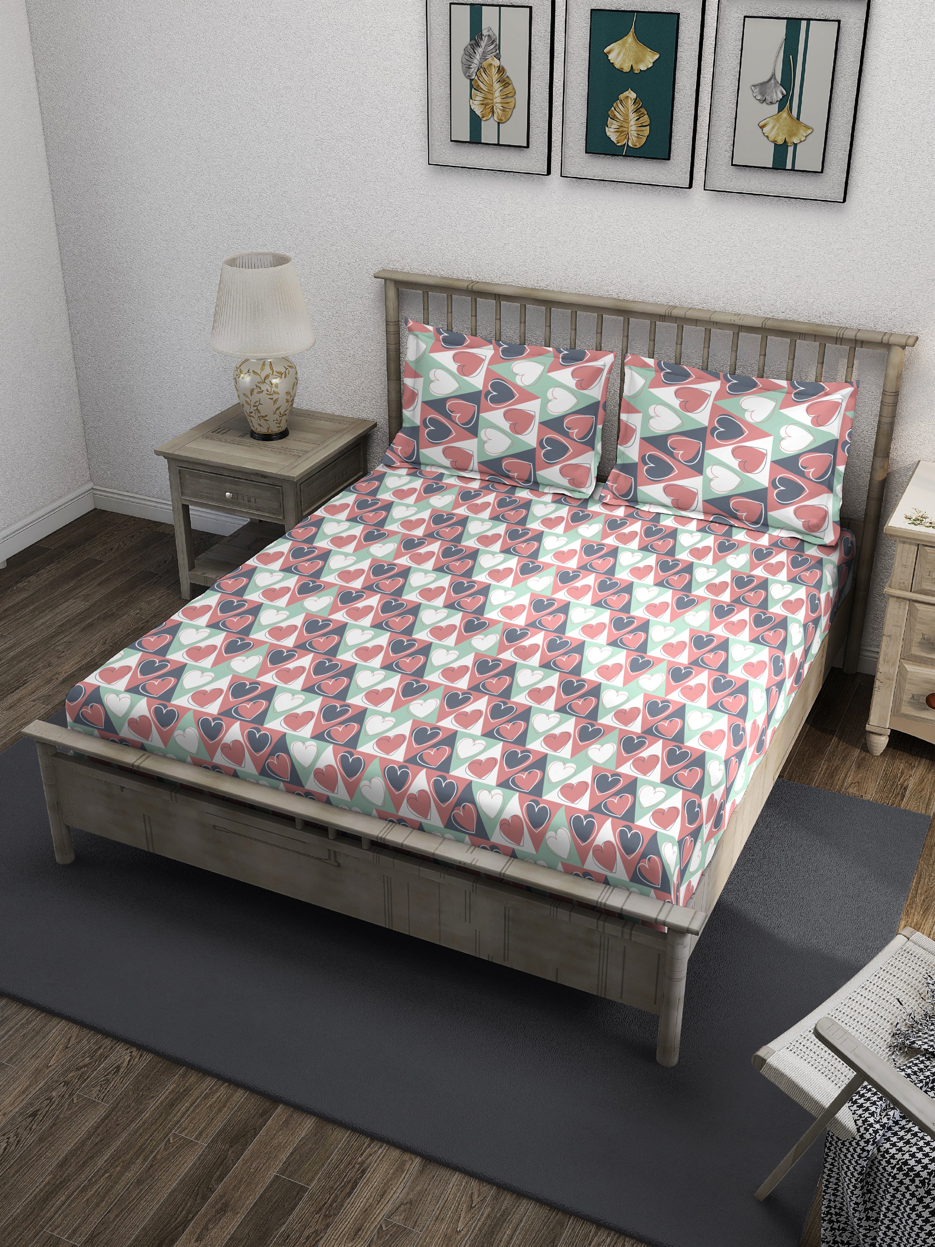 Multicolour Valentine Queen Bedsheet Set