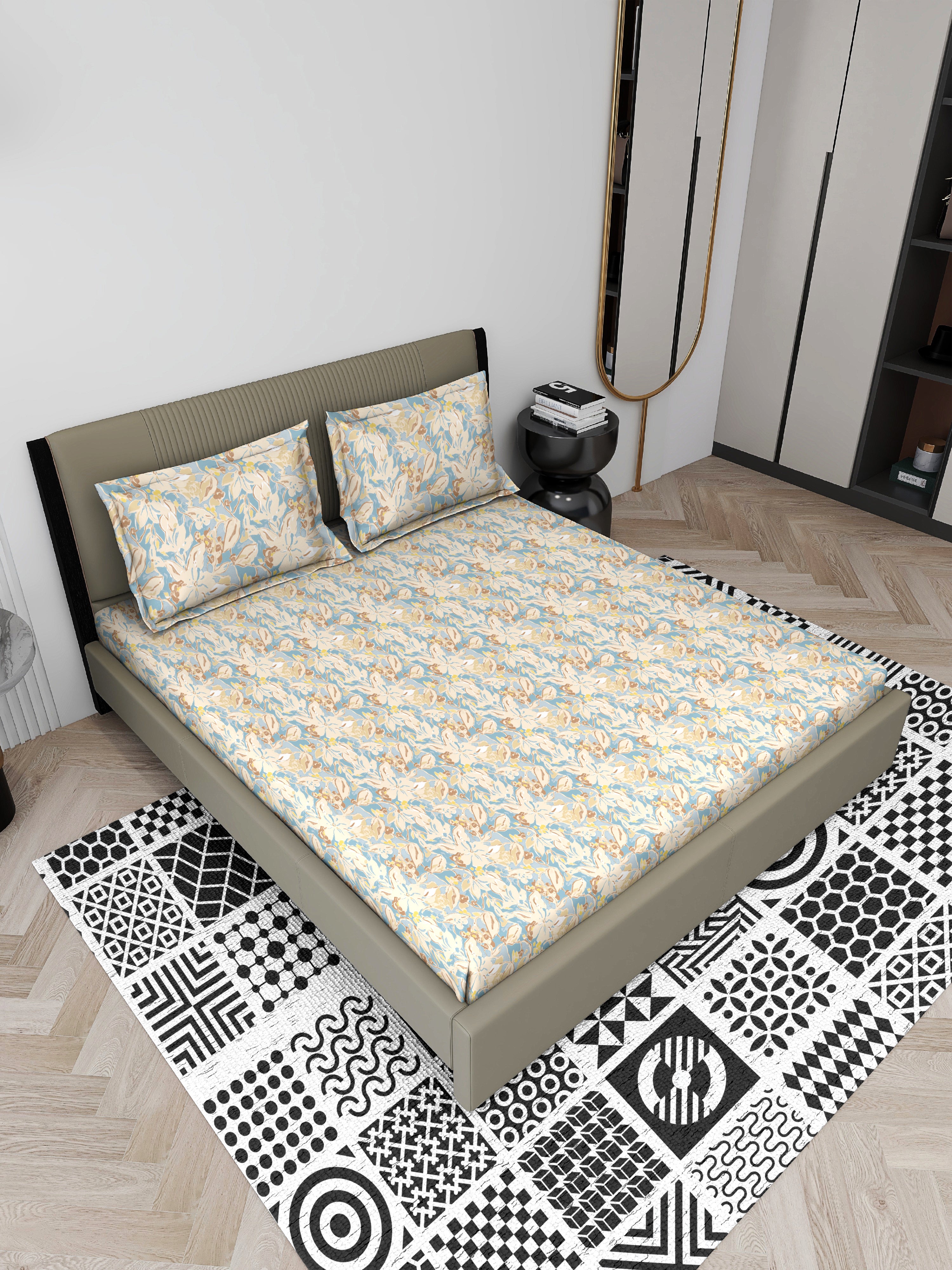 Olive Mist Royal Chevron Queen Bedsheet Set - Super-Soft