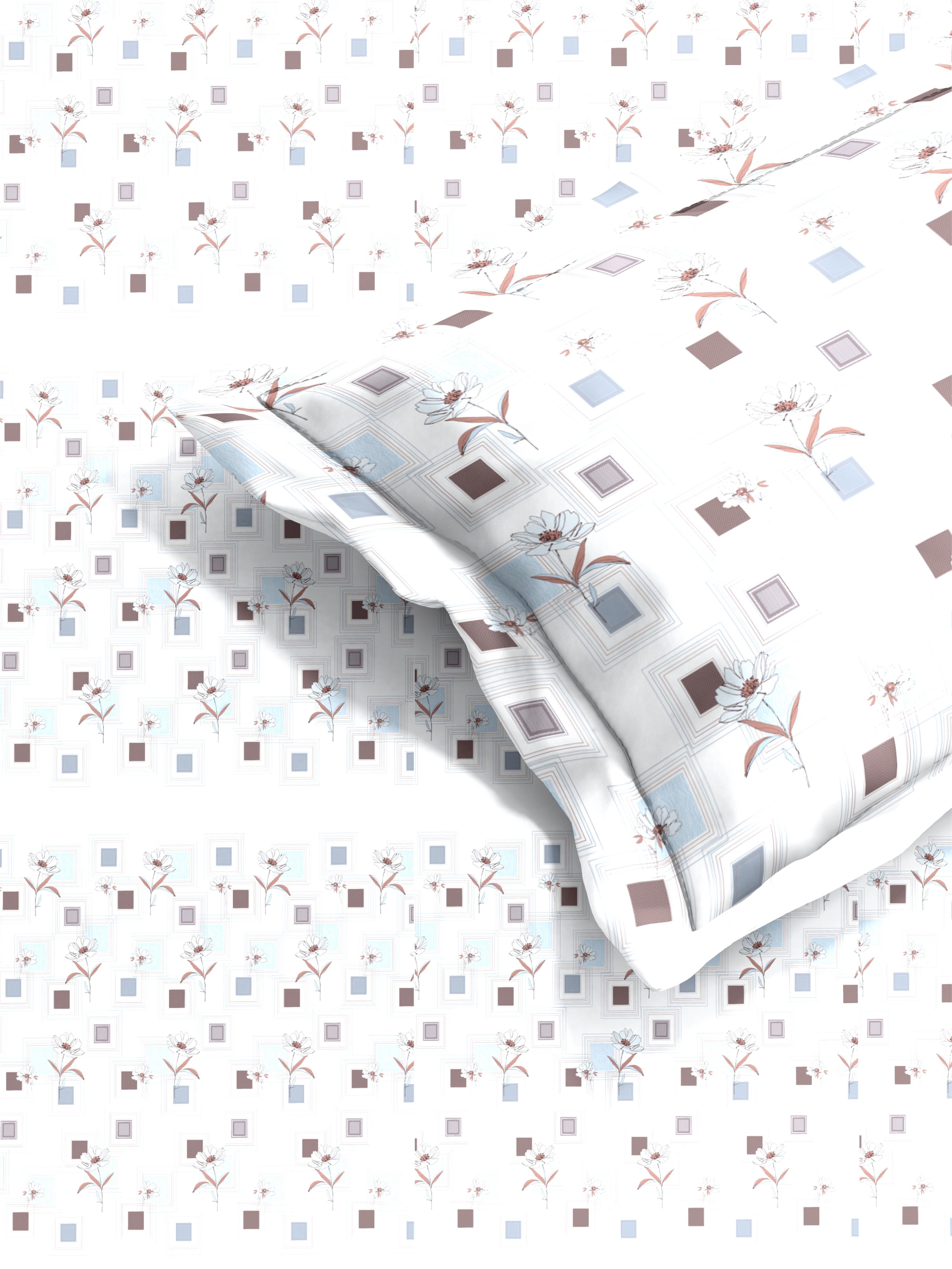 White Block Queen Bedsheet Set