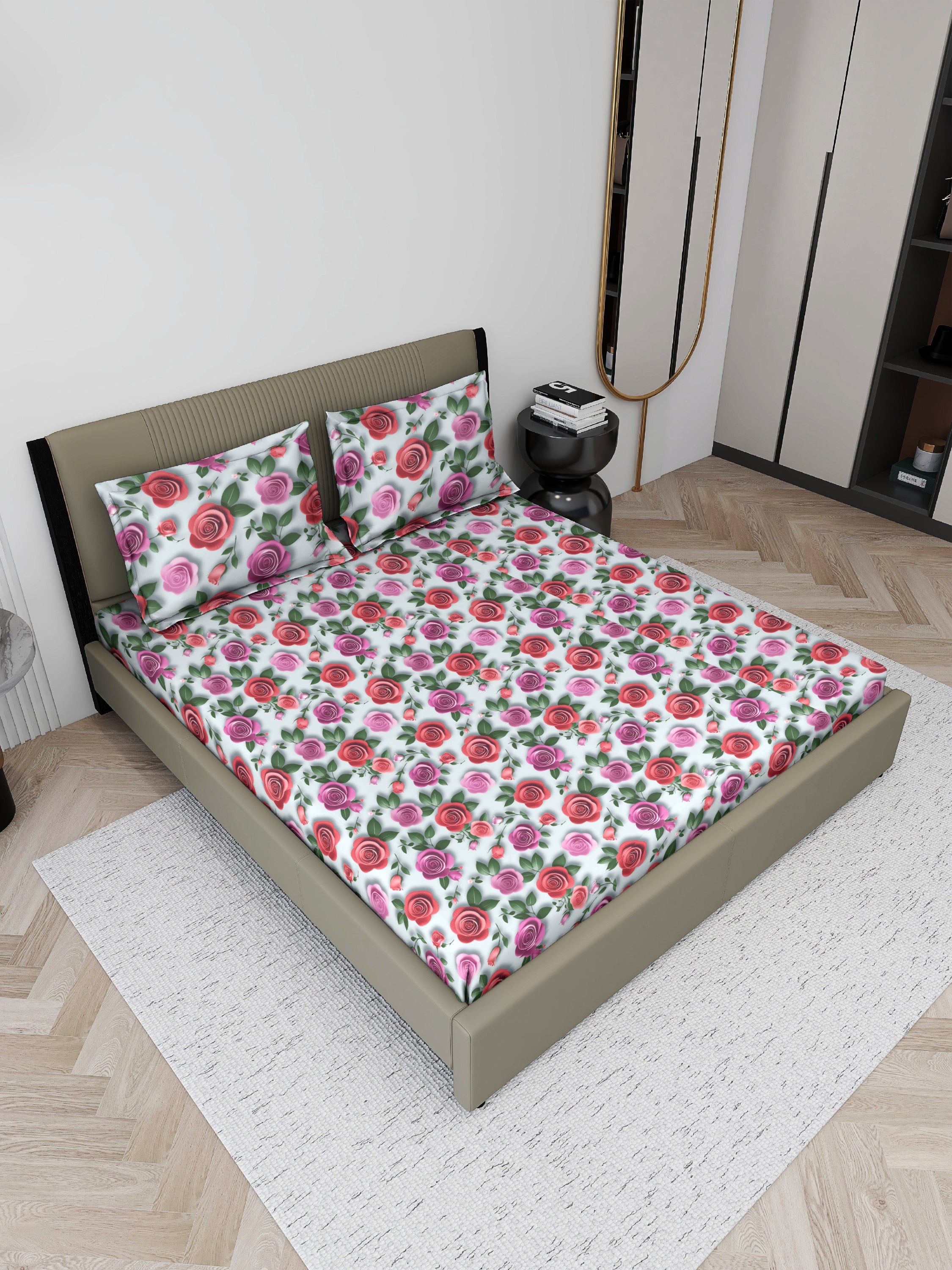 7D Olive Mist Royal Chevron Bedsheet Set