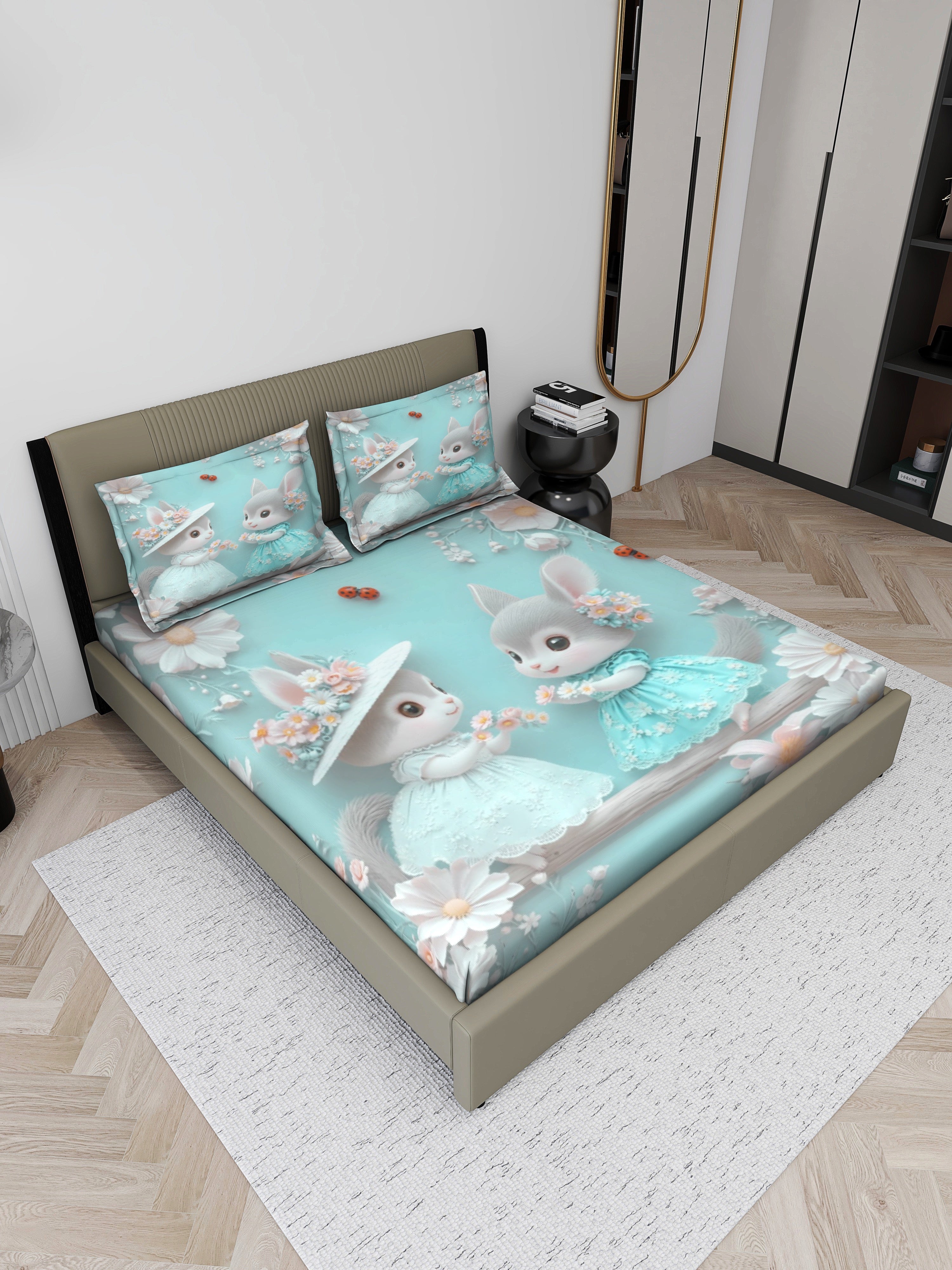 Luxury 7D Digital Printed King-Size Bedsheet Set