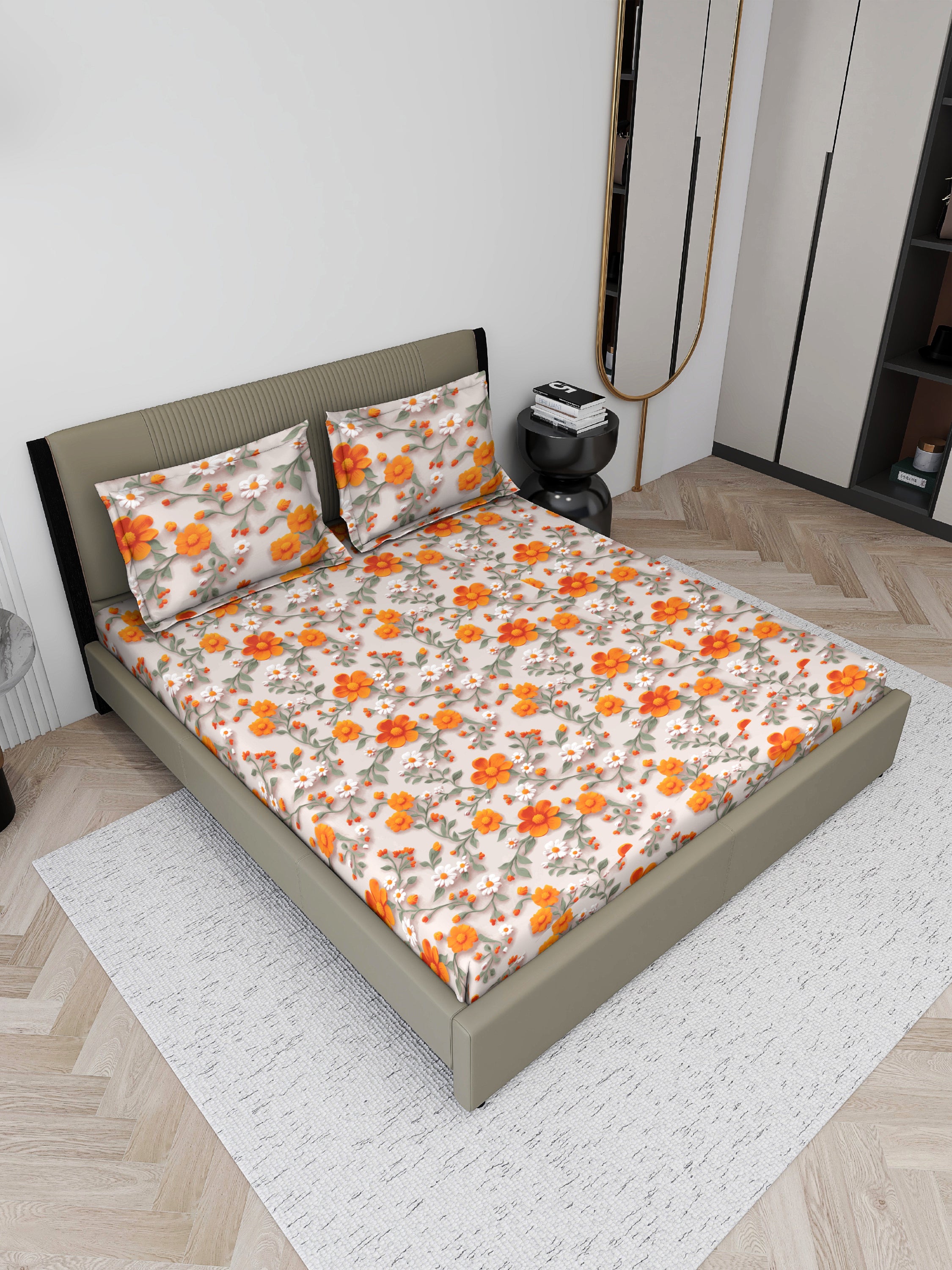 7D Crimson Blush Modern Mosaic Bedsheet Set