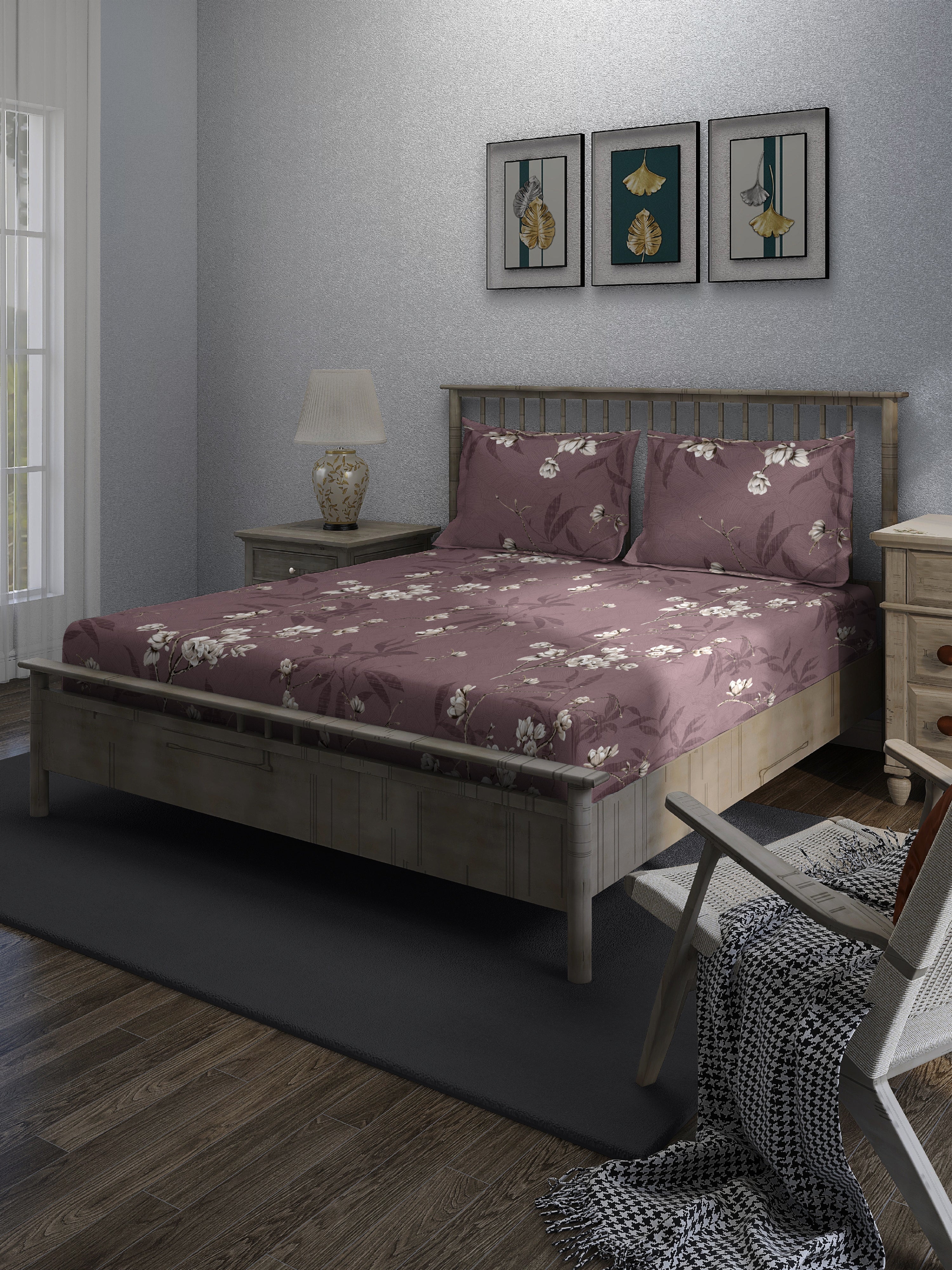 Ruby Floral Queen Bedsheet Set