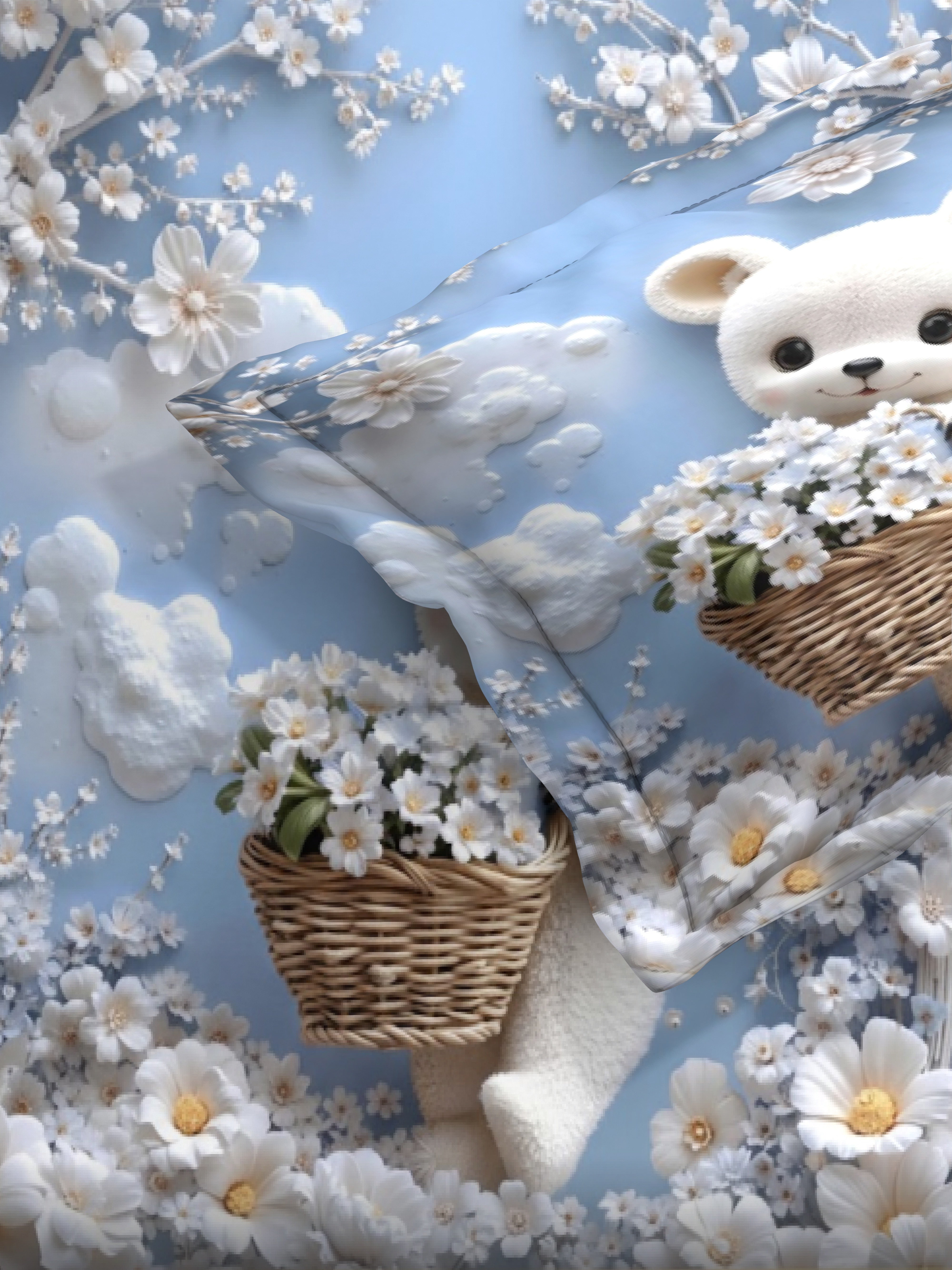 Bear Fairy King Size Bedsheet with 2 Pillow Covers