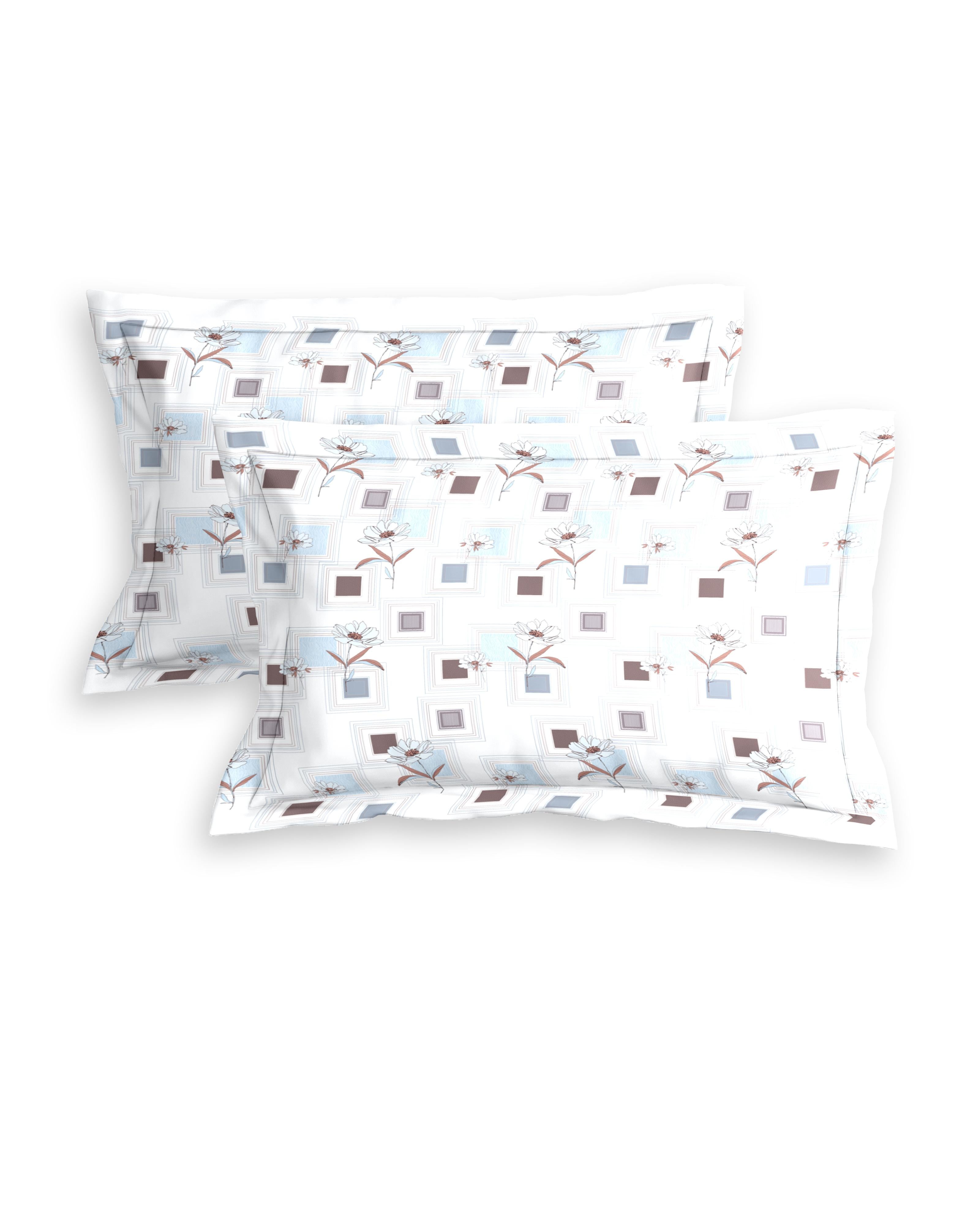 White Block Queen Bedsheet Set