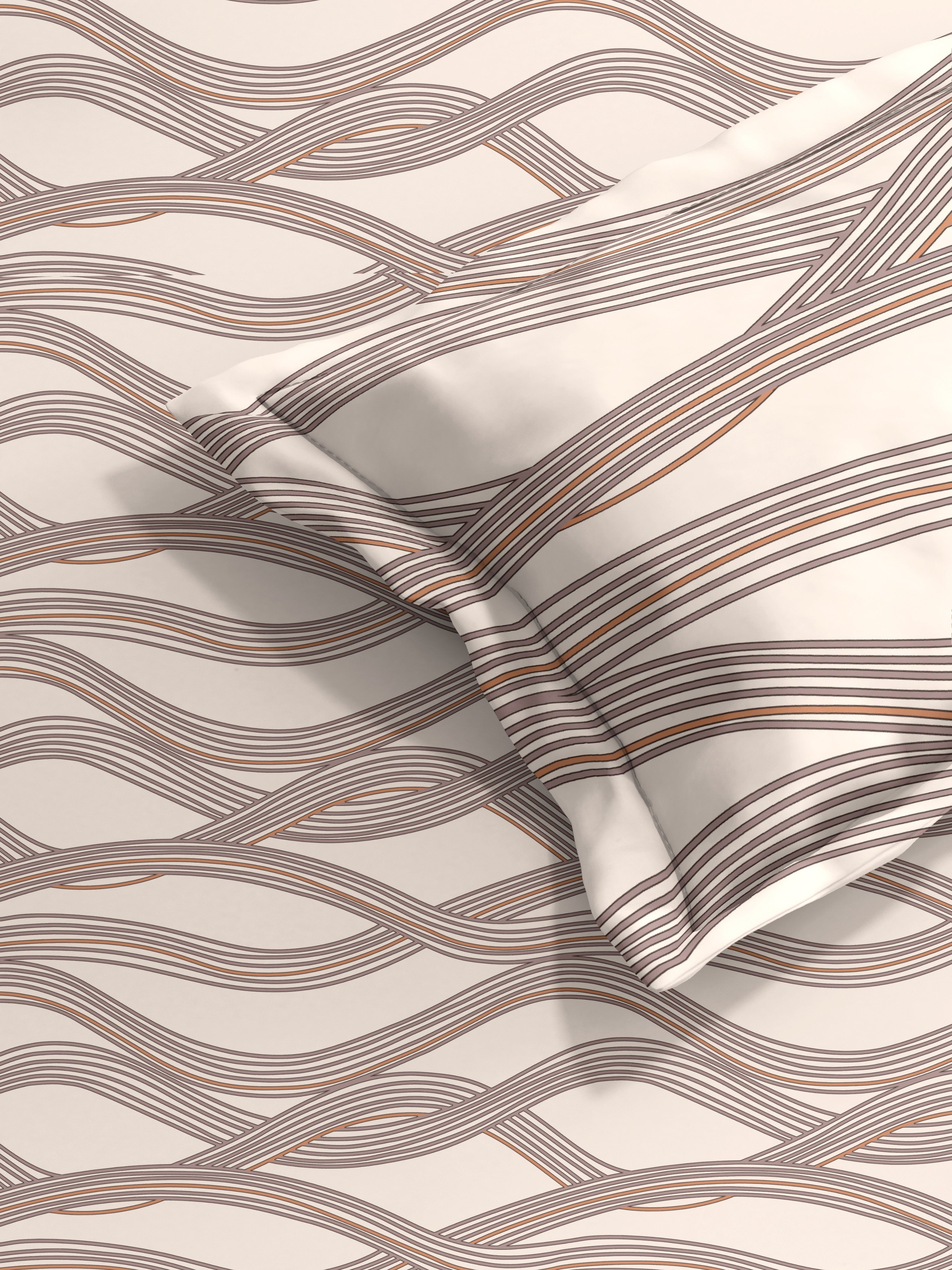 Abstract Stripe Cotton Single Bed Sheet with Matching Pillow Cover