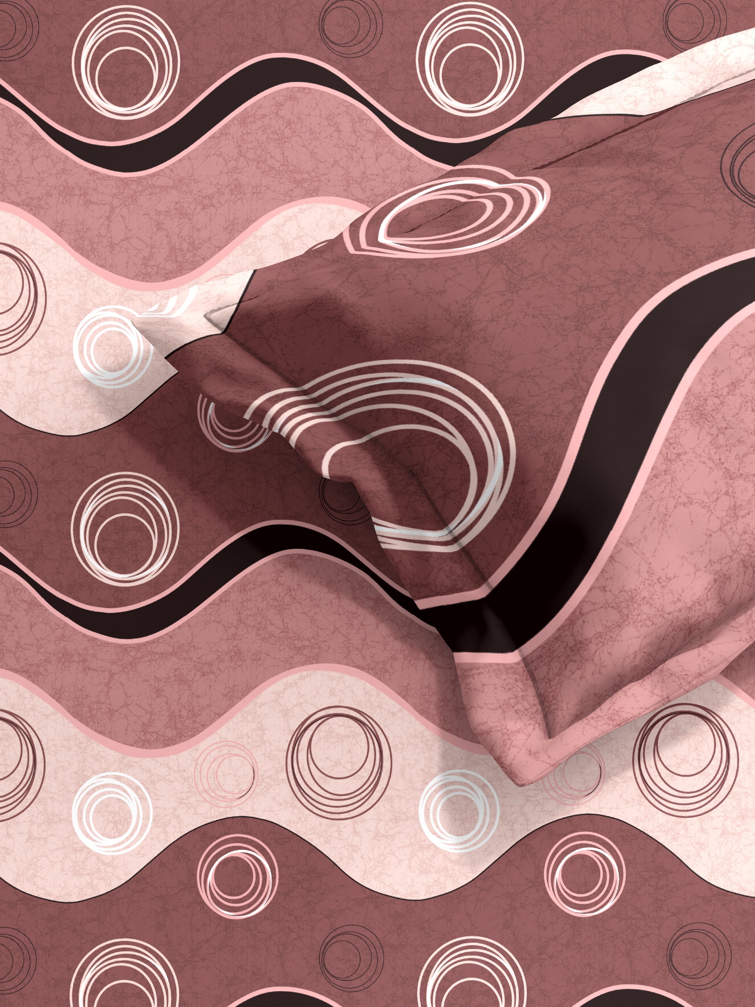 Waves Cotton Single Bed Sheet with Matching Pillow Cover