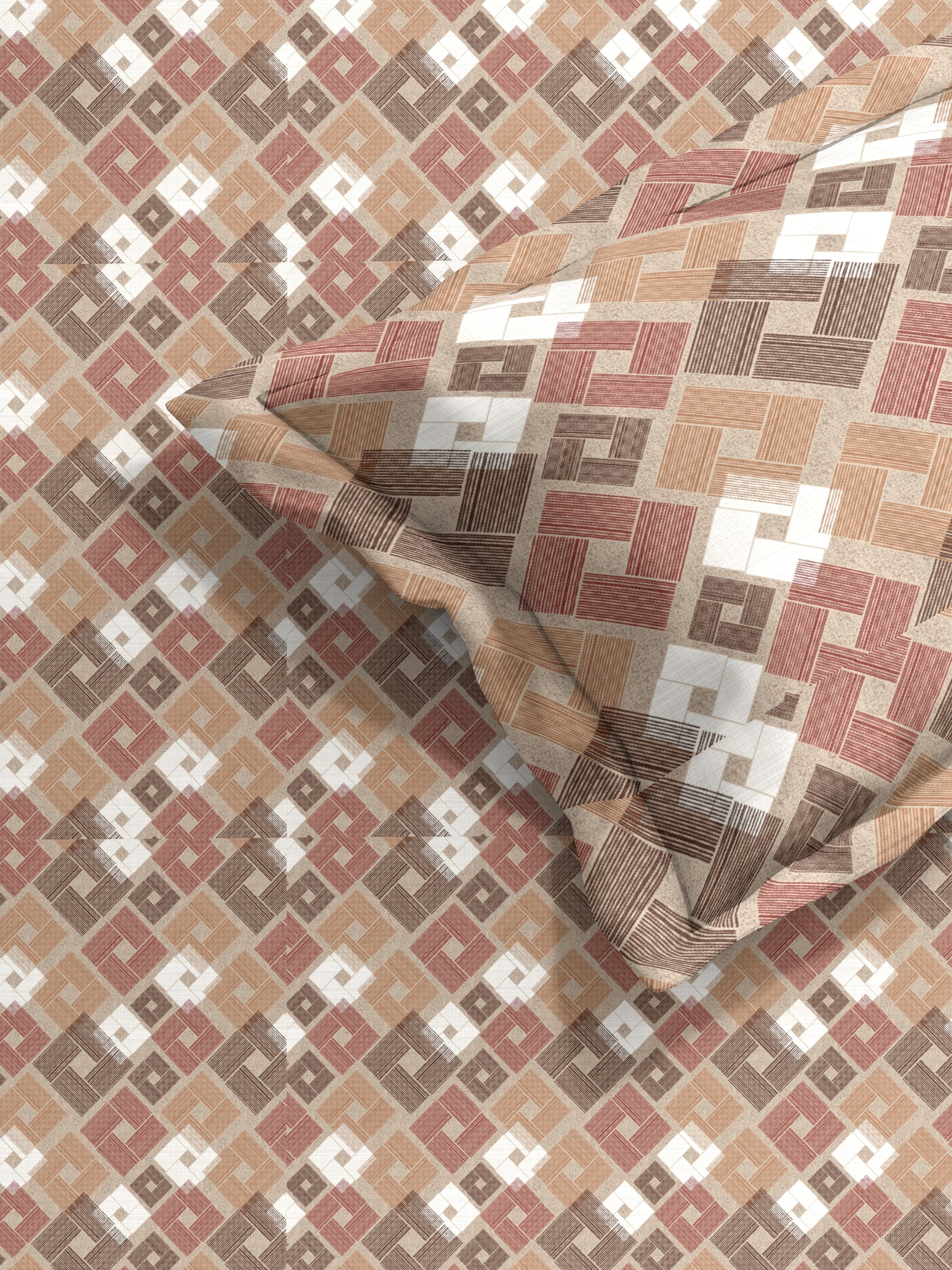 Checkered Cotton Single Bed Sheet with Matching Pillow Cover