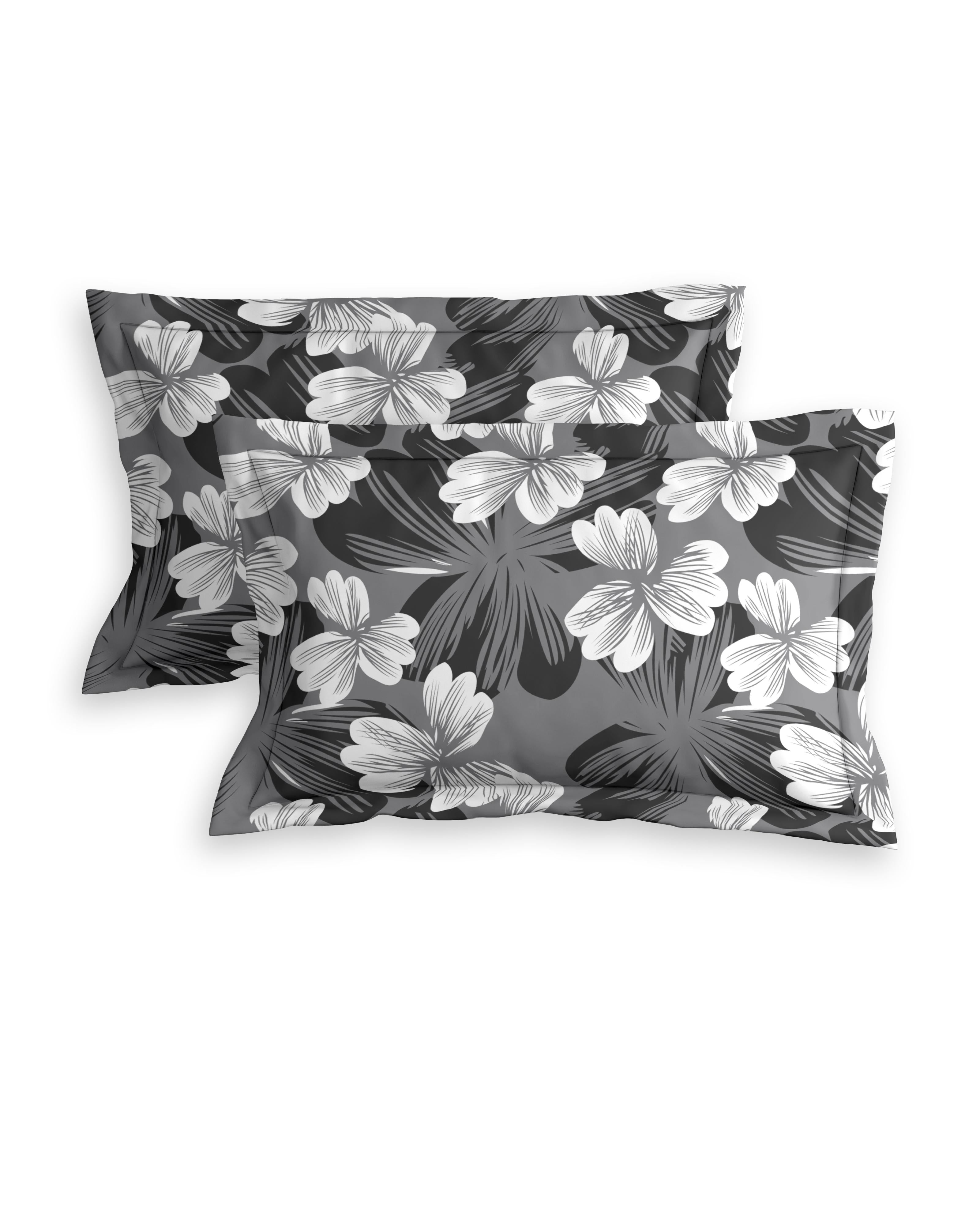 Grey Floral Valentine Queen Bedsheet Set