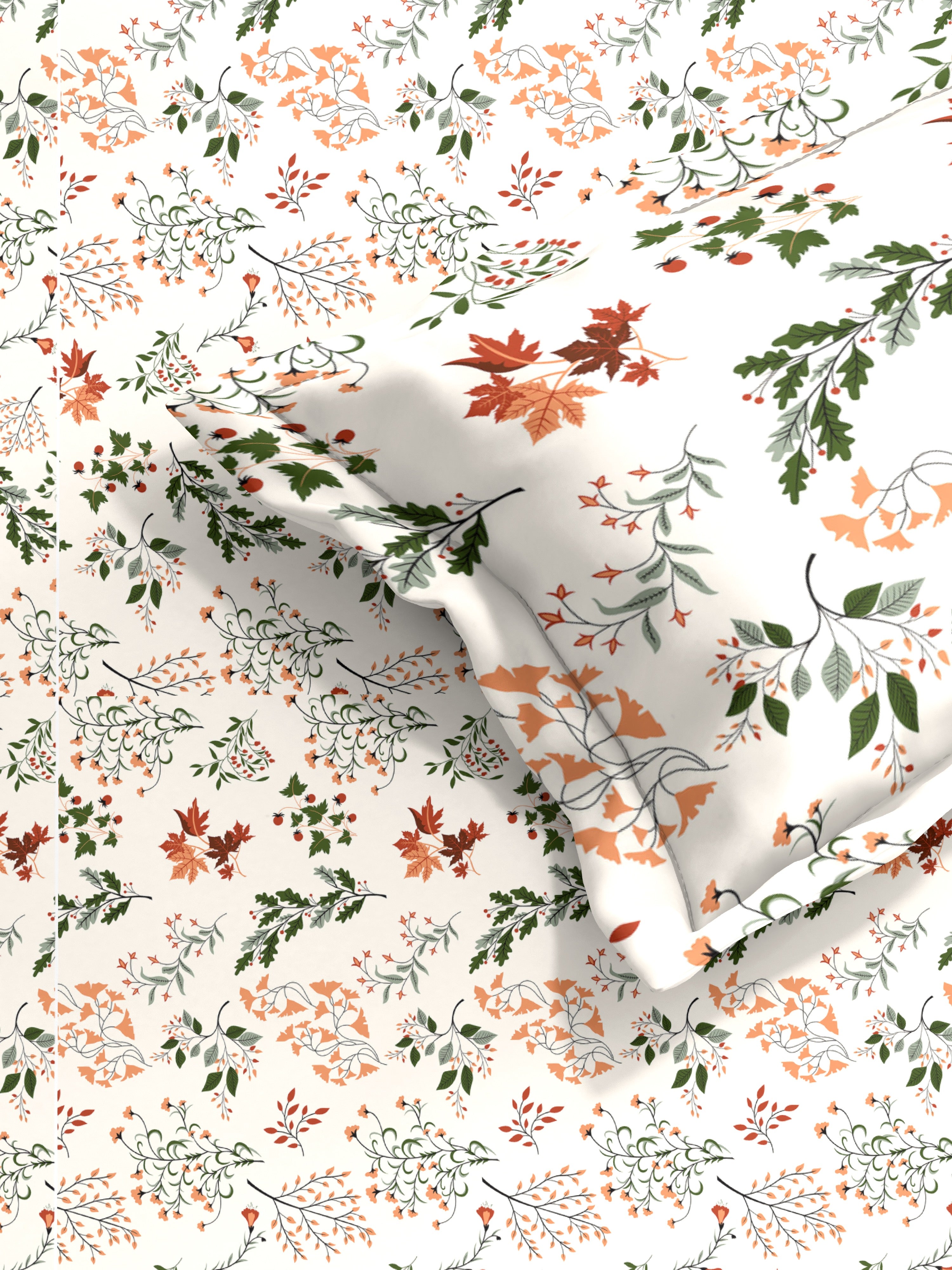 Printed Cotton Single Bed Sheet with Matching Pillow Cover