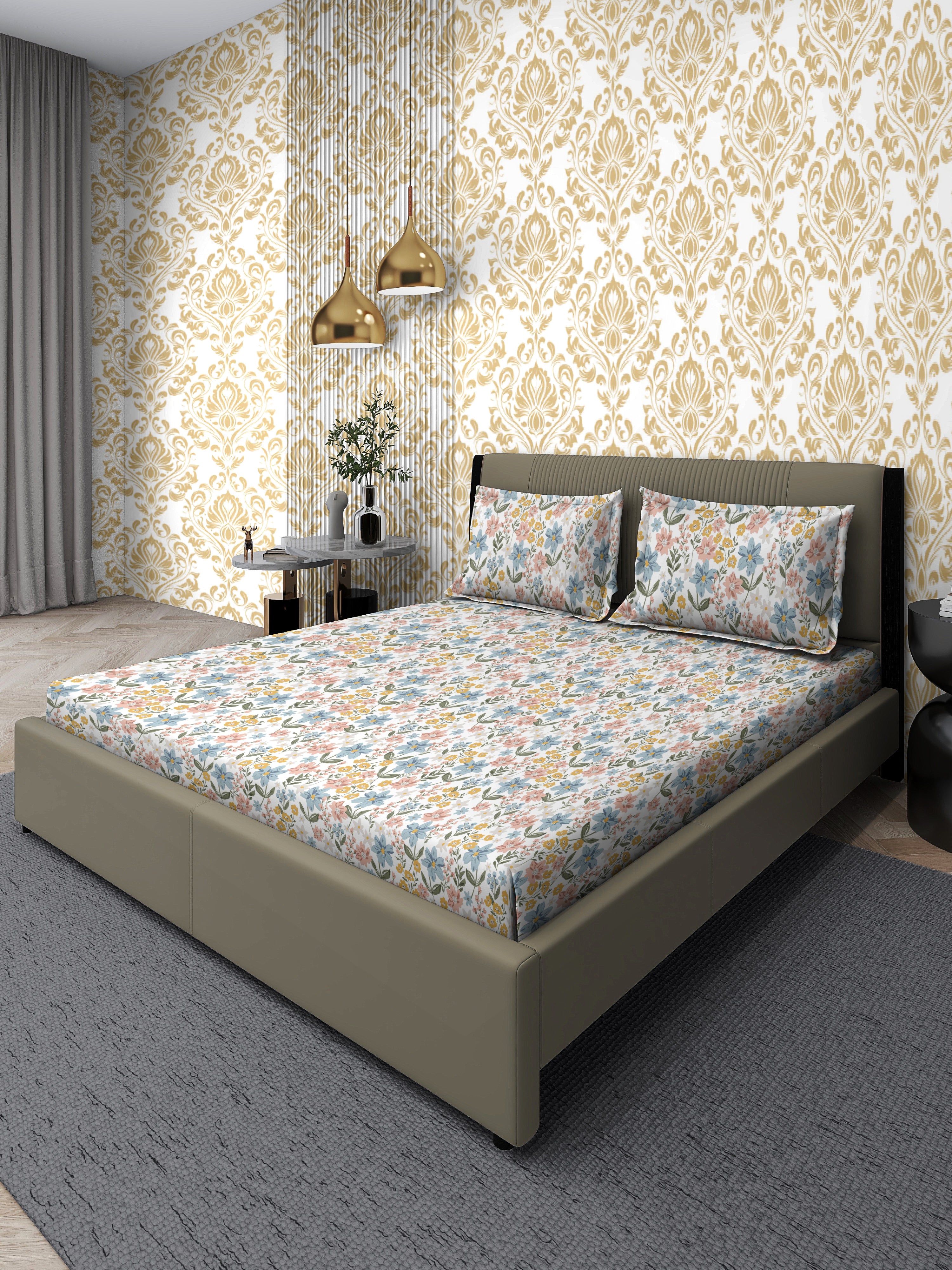 Floral Bliss Queen Bedsheet Set