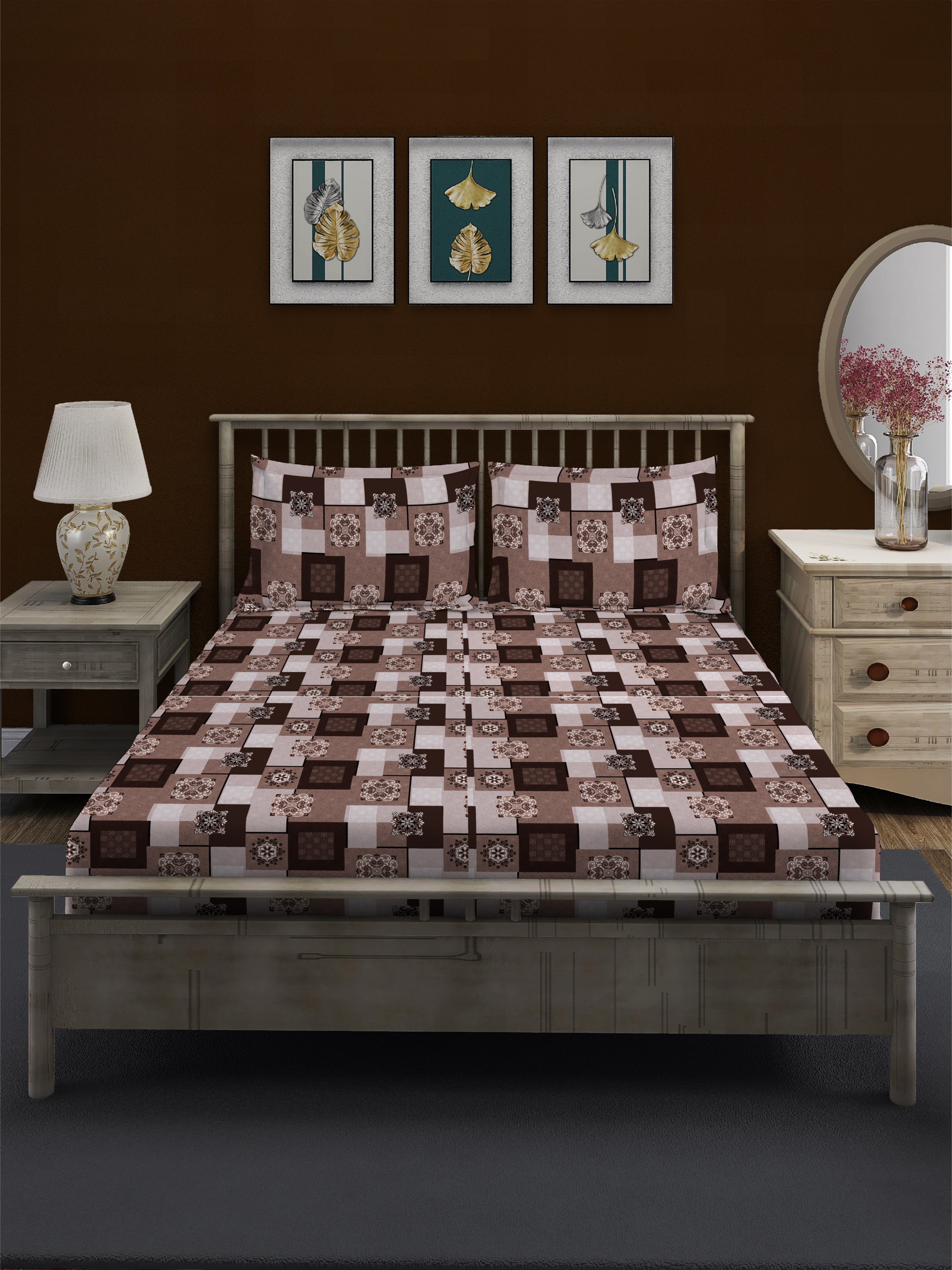 Brown Valentine Queen Bedsheet Set