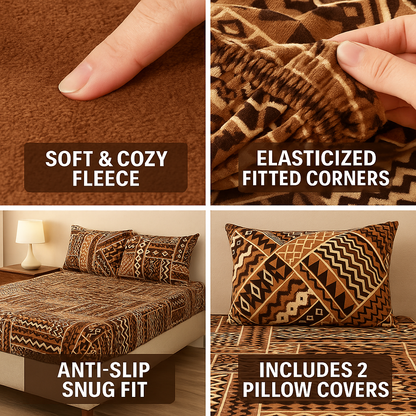 Woolen Double 320 TC Bedsheet - Brown