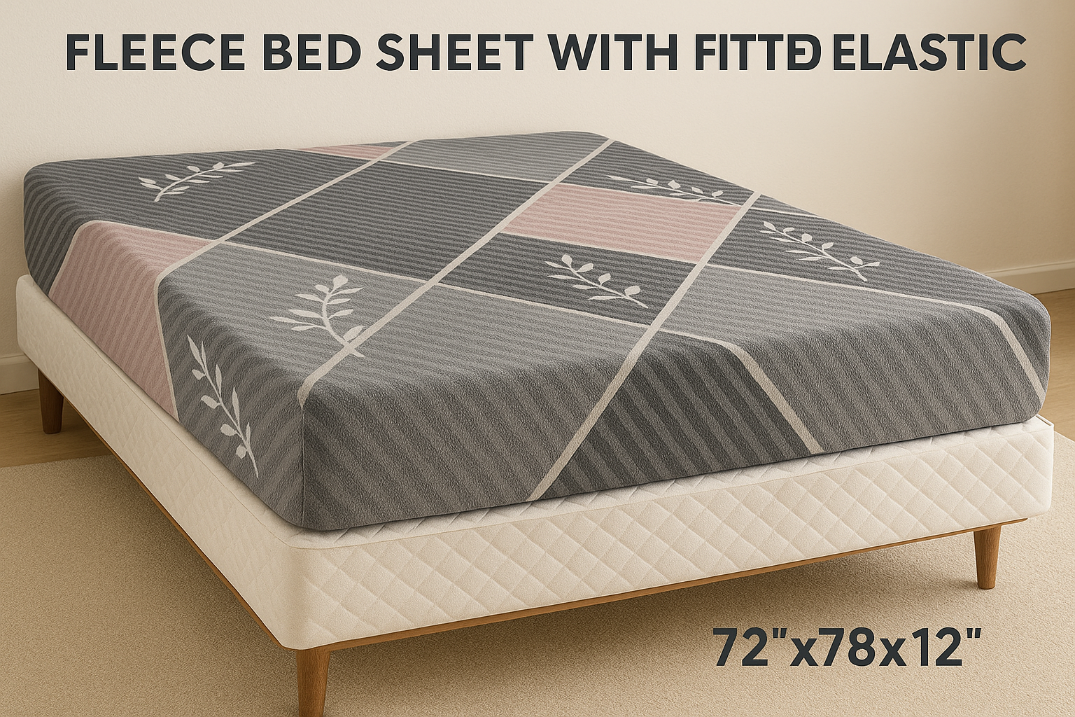 Woolen Double 320 TC Bedsheet - Mist Grey