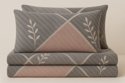 Woolen Double 320 TC Bedsheet - Mist Grey