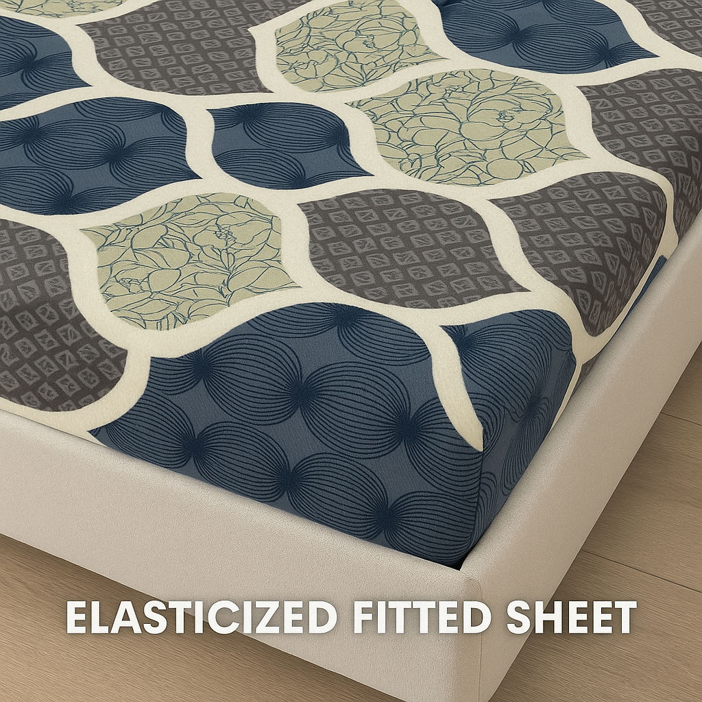 Woolen Double 320 TC Abstract Bedsheet