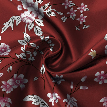 Pale Red Floral Double Bedsheet Set