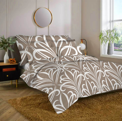 Brown Mist Vintage Vines Double Bedsheet Set