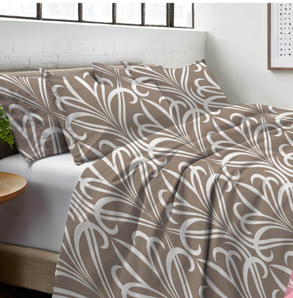 Brown Mist Vintage Vines Double Bedsheet Set