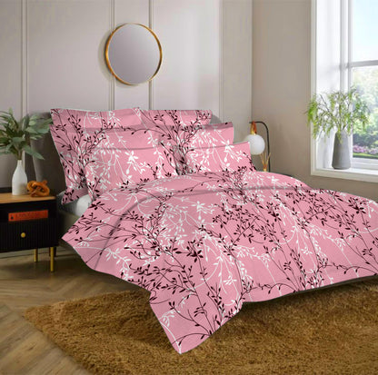 Pink Floral Double Bedsheet Set
