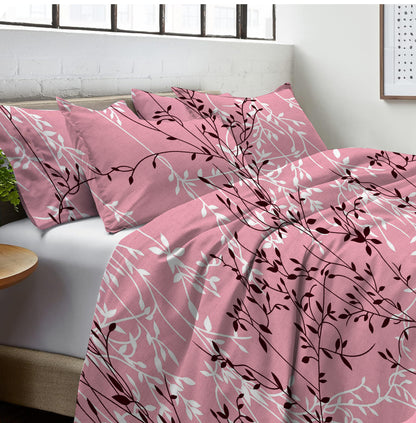 Pink Floral Double Bedsheet Set