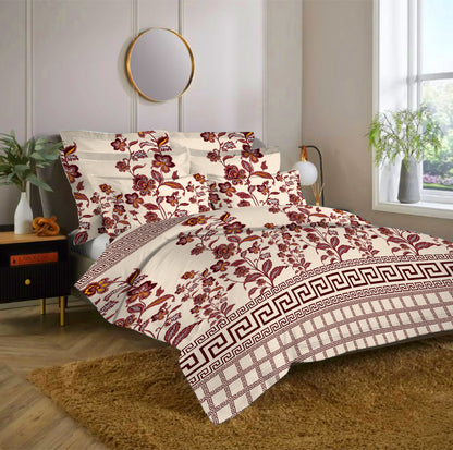 Sapphire Haze Artisan Print Floral Double Bedsheet Set