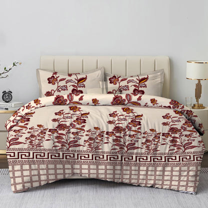 Sapphire Haze Artisan Print Floral Double Bedsheet Set