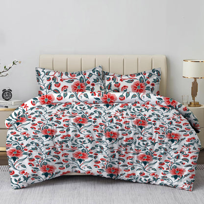 Peach Bloom Floral Double Bedsheet Set