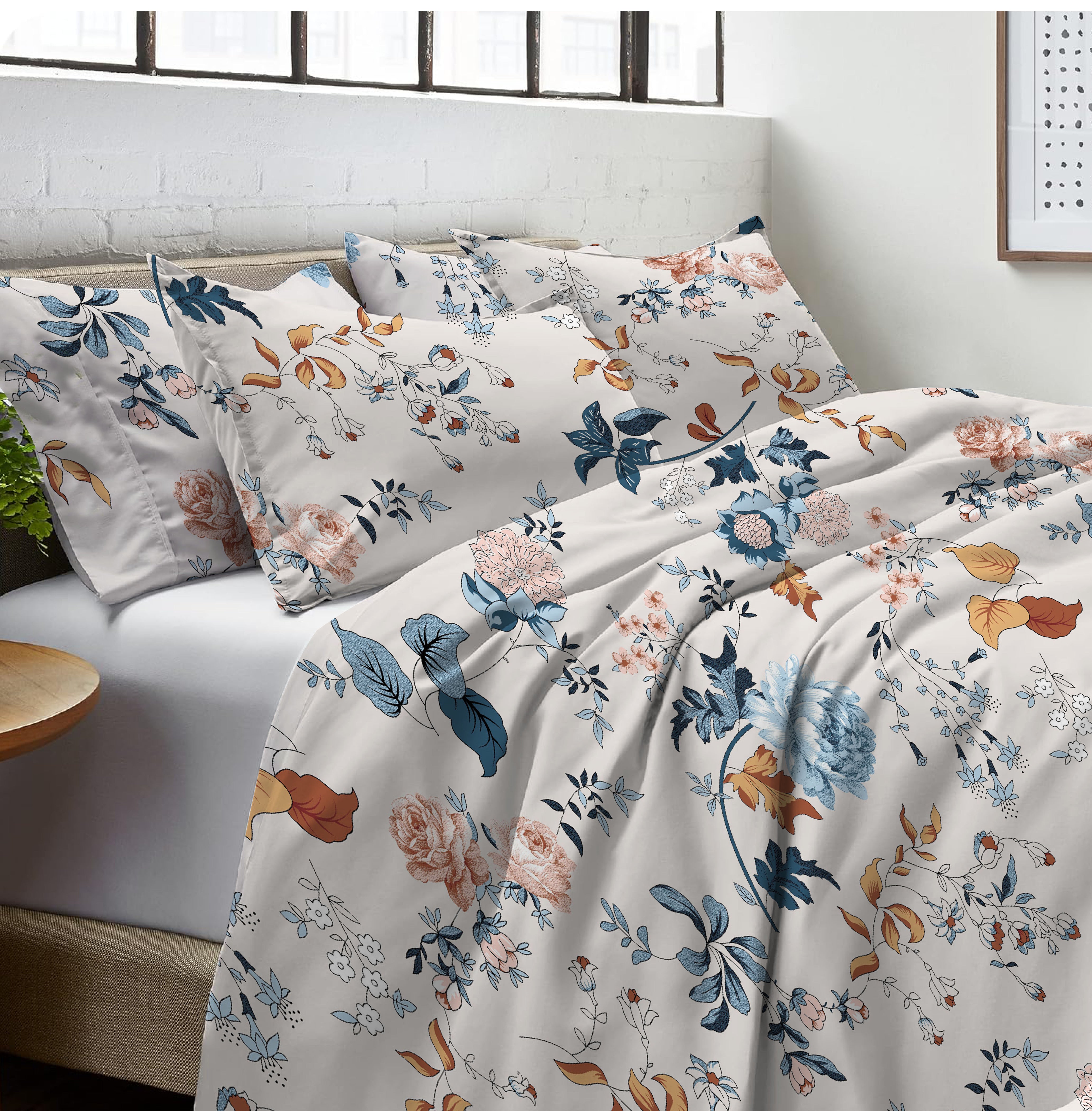 Teal Oasis Modern Mosaic Double Bedsheet Set