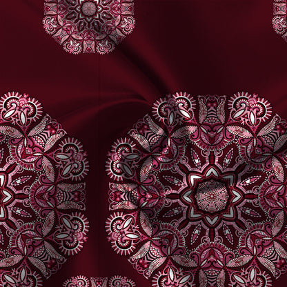 Burgundy Block Print Double Bedsheet Set