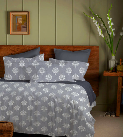 Ivory Mughal Style – Block Print Queen Bedsheet Set
