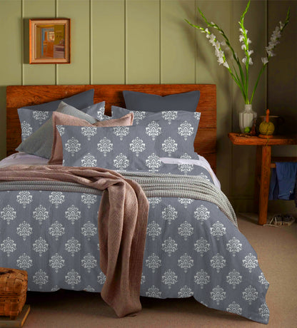 Ivory Mughal Style – Block Print Queen Bedsheet Set