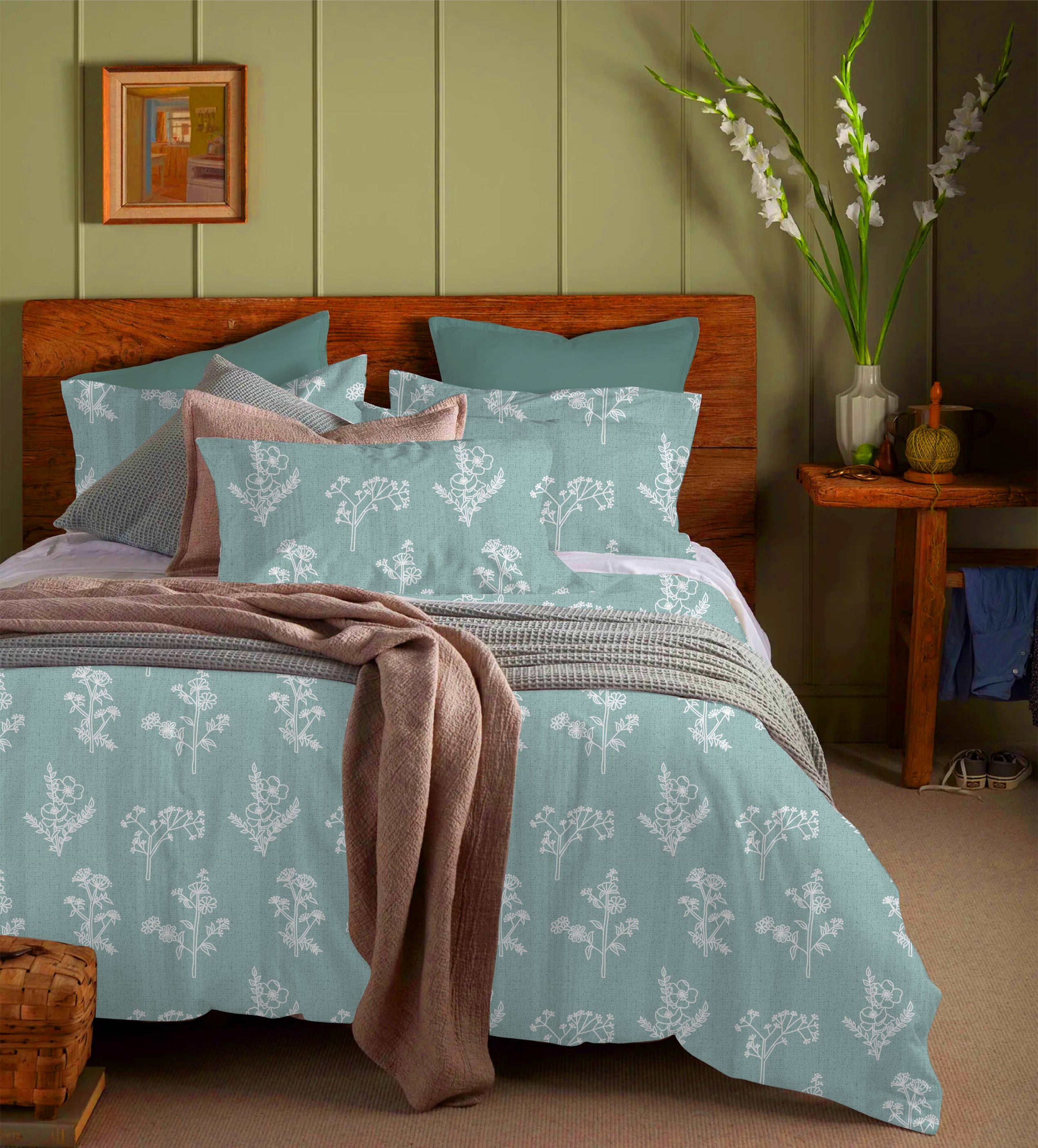 Crimson Blush Modern Mosaic – Mithas Double Bedsheet Set