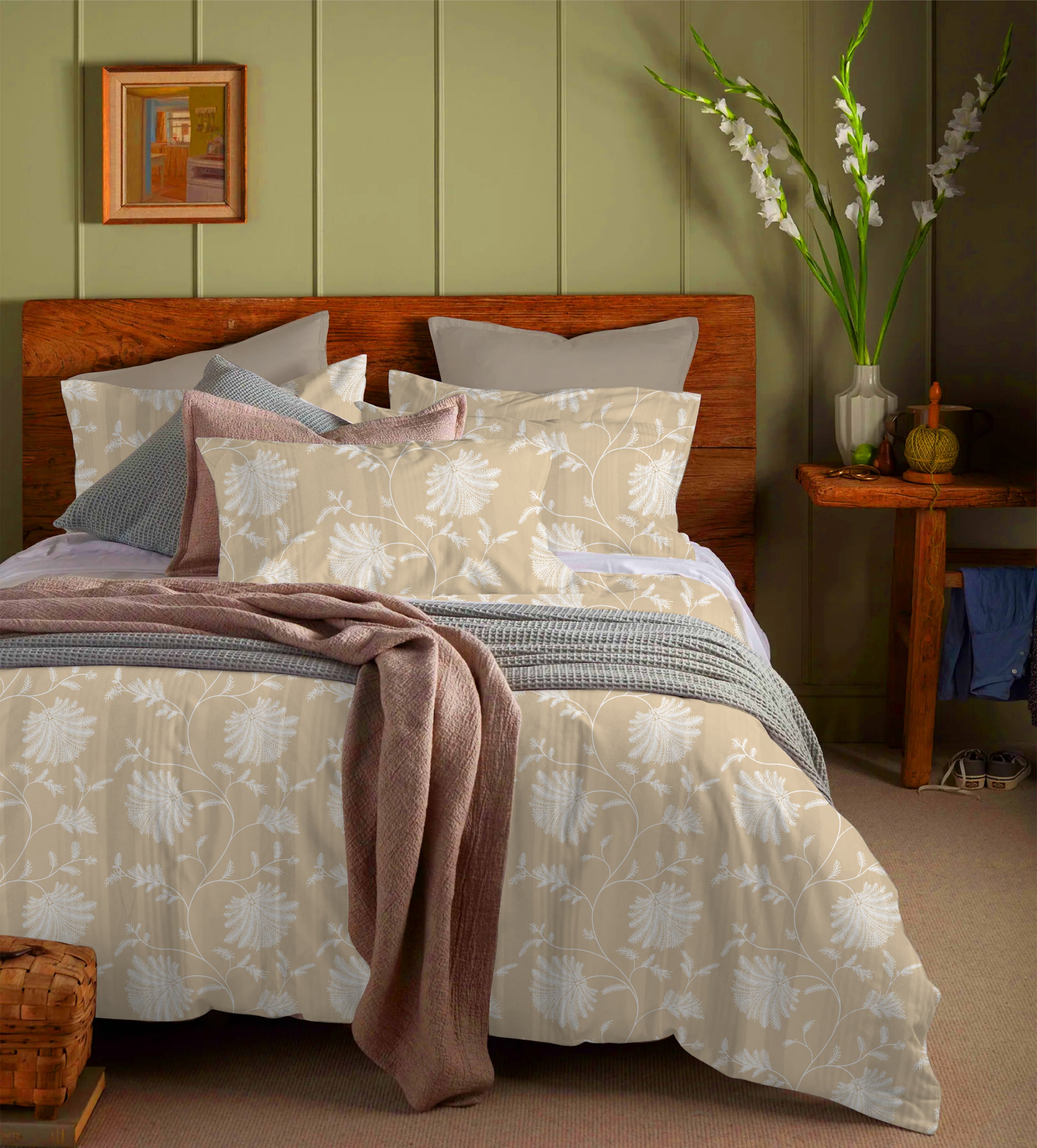 Sunset Glow Classic Bloom – Mithas Double Bedsheet Set