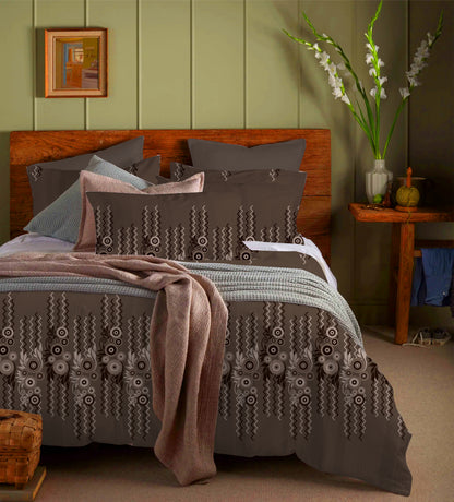Floral Classic Printed Stripe Queen Bedsheet Set